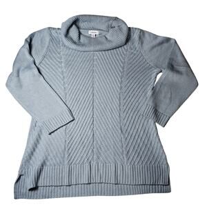 Calvin Klein Baby Blue Patterned Cowl Neck Sweater Soft Silky Feel XL